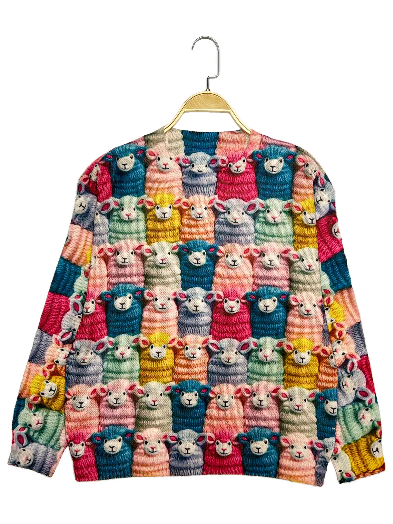 Digital printing fashion women\'s sweaters for autumn and winter, stylish and versatile, long-sleeved women\'s tops