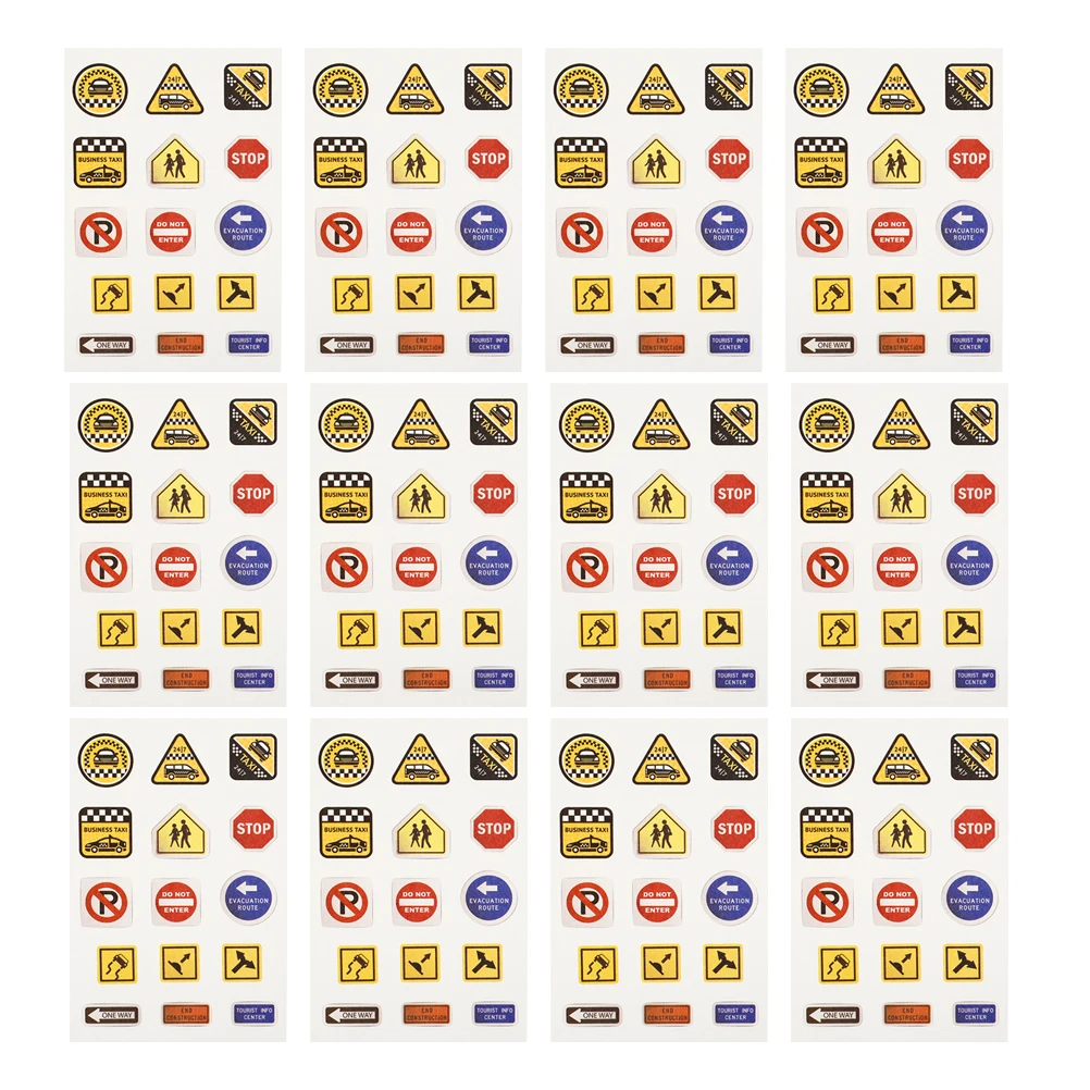 

20 Sheets Traffic Sign Stickers for Road Safety Educational Craft Paper Signs Play Learning Decor