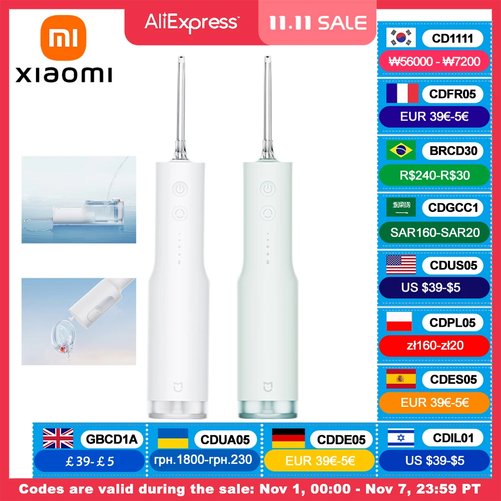 XIAOMI MIJIA F300 Portable Oral Irrigator Dental For Irrigator Teeth Water Flosser Oral Cleaner water thread Teeth