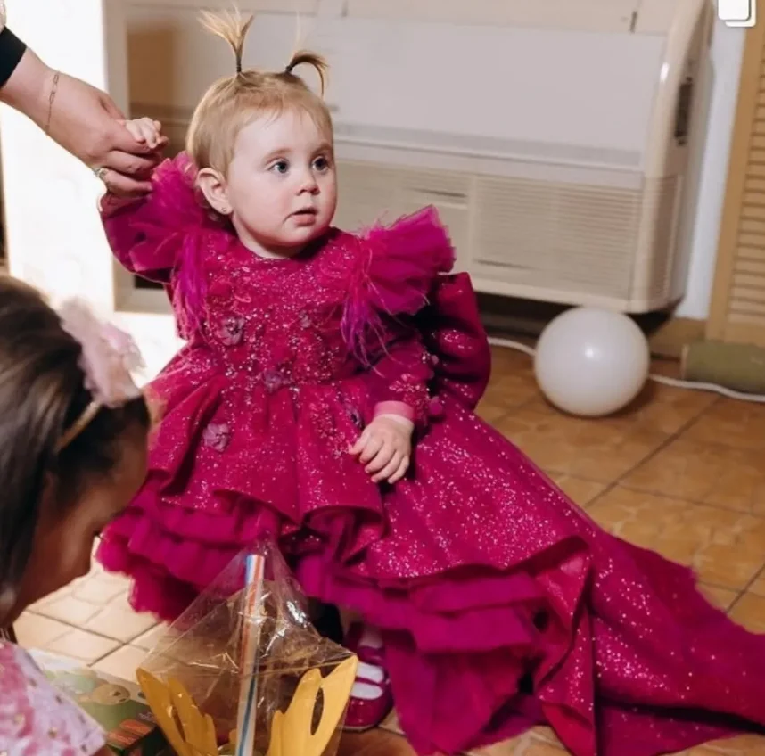 Flor artesanal menina vestido com trem, mangas compridas, vestido de casamento, princesa, aniversário, concurso, criança, bebê, vestidos de baile