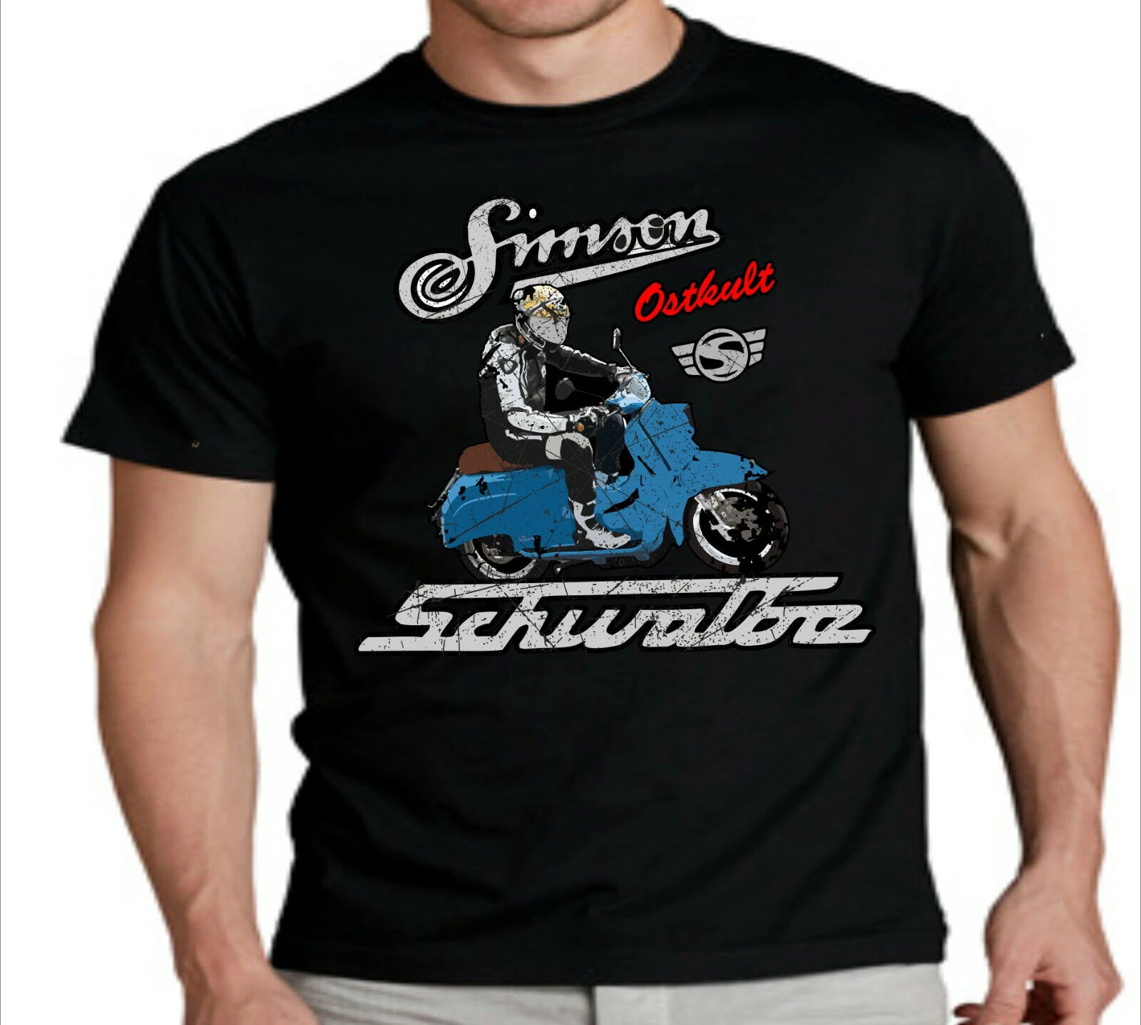 

GDR Simson Schwalbe KR51 Small Motorcycle Scooter T-Shirt 100% Cotton O-Neck Summer Short Sleeve Casual Mens T-shirt Streetwear