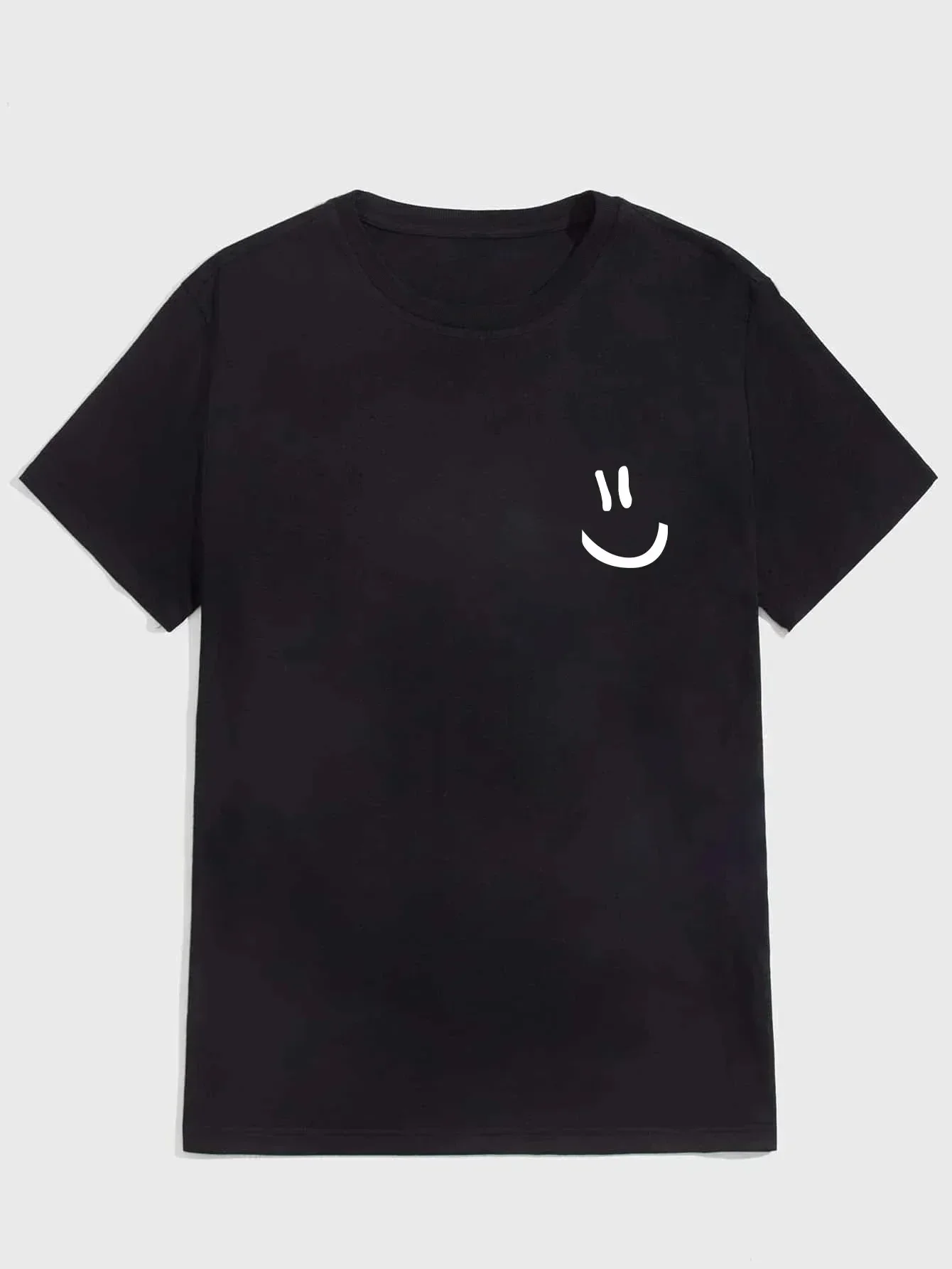 Smile Print T-Shirt for Men's Casual Crew Neck Short-Sleeve Fashion Summer T-Shirts Tops, Regular and Oversize Man Tees Tops image 3