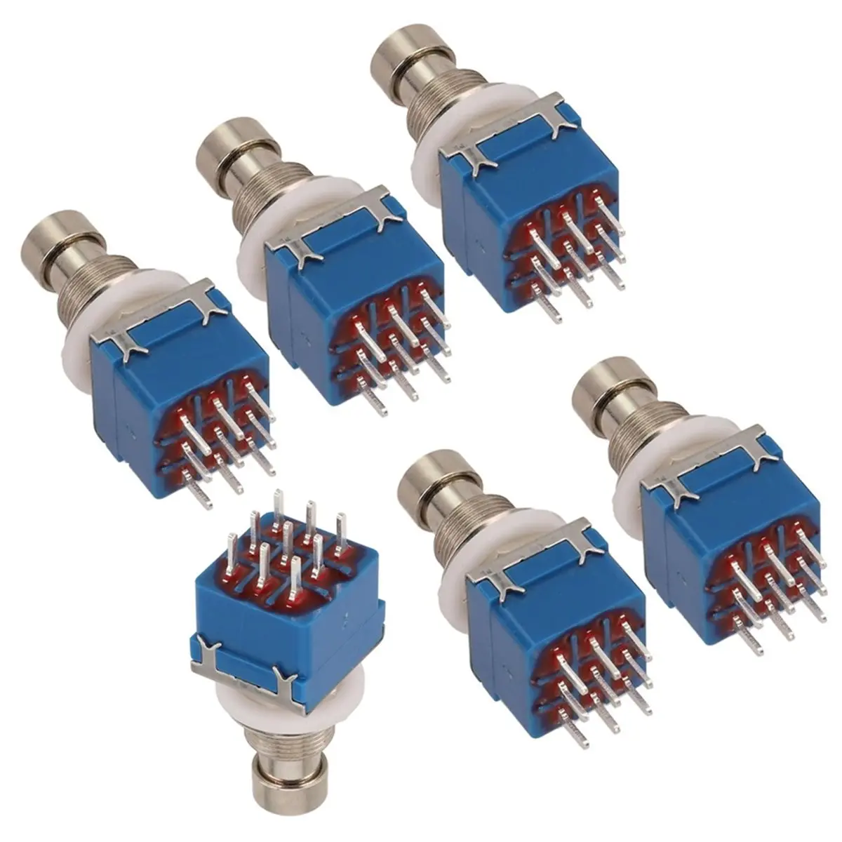 Compatible 6PCS Guitar Effect Pedal Switch 3PDT Foot Switch PCB Button on-on Latching 9 Pins True Bypass Blue
