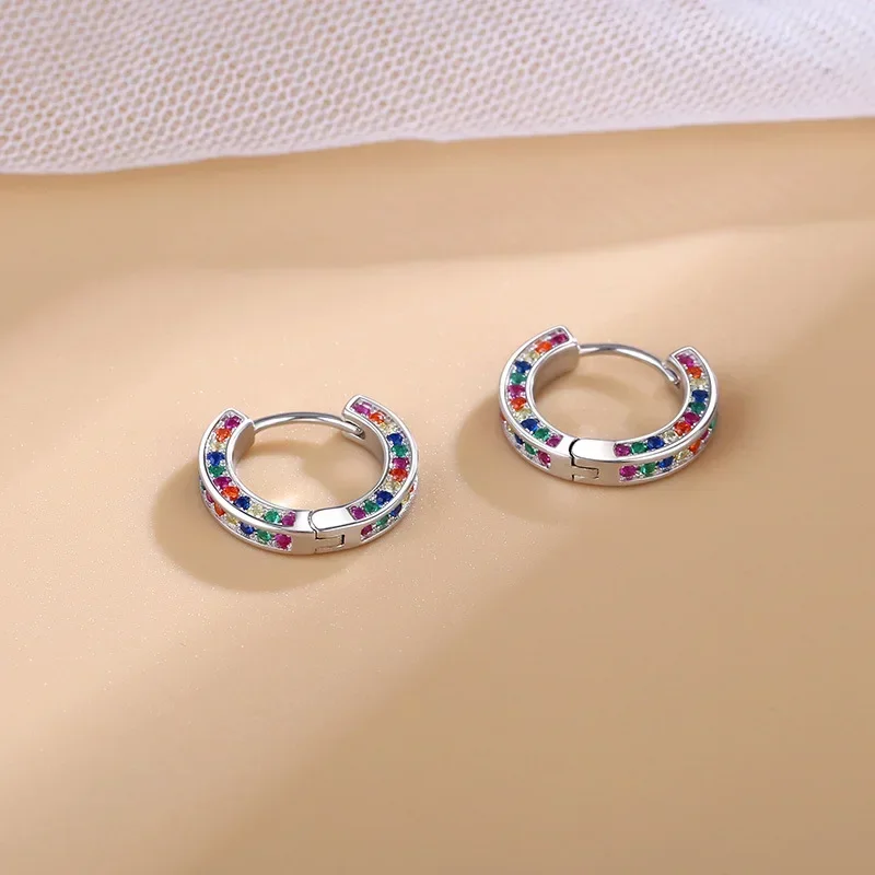 

Серьги-кольца из стерлингового серебра 925 пробы с дождем и разноцветными кристаллами для женщин и девочек, ювелирные изделия для пирсинга, женские вечерние свадебные Pendiente