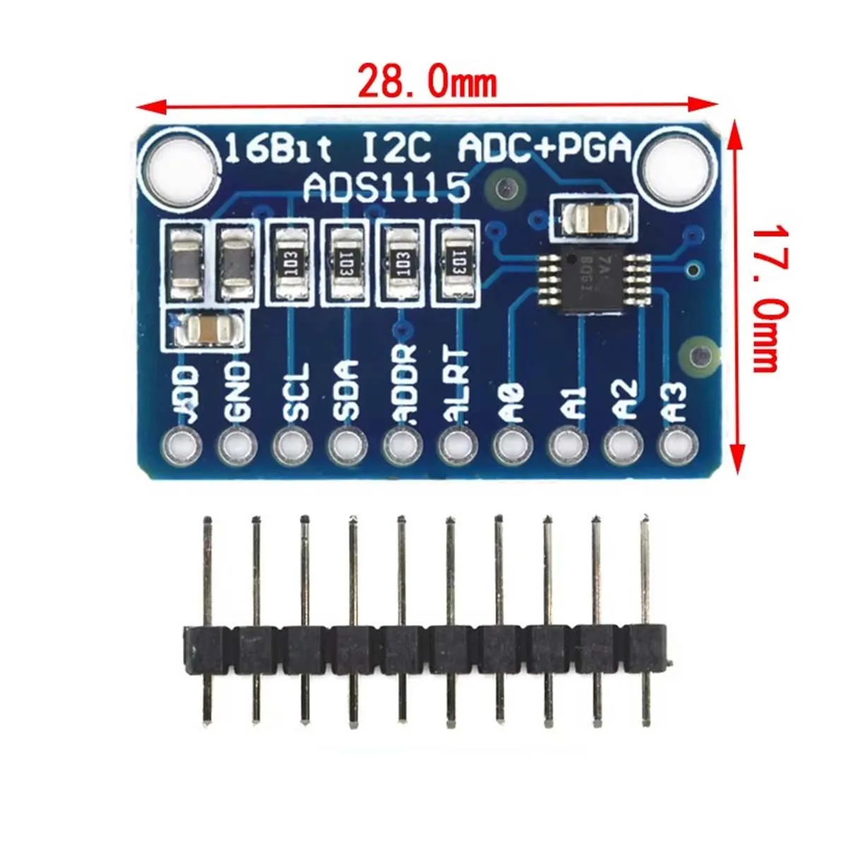 2Pcs ADS1115 16 Bit 4-channel Analog-To-Digital Converter Precision Development Board Module Amplifier Board ADC I2C IIC