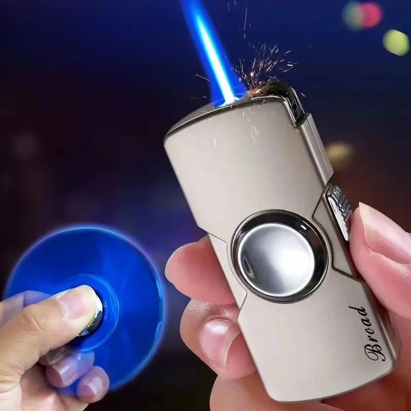 New Creative Mini Fidget Spinner Metal Lighter Grinding Wheel Windproof Finger Toy Gift Metal Gas Lighter Men\'s Gadgets