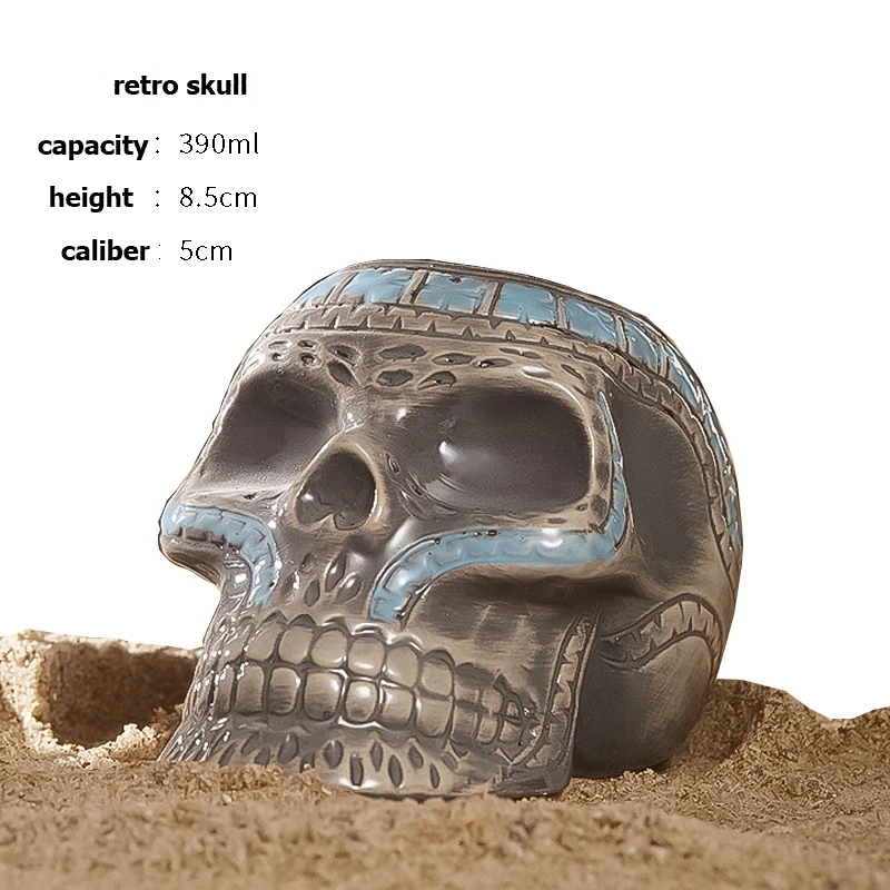 

Vintage skull like ceramic wine glass, Southeast Asian style bar cocktail glass, mug, coffee cup, Halloween gift tiki cup