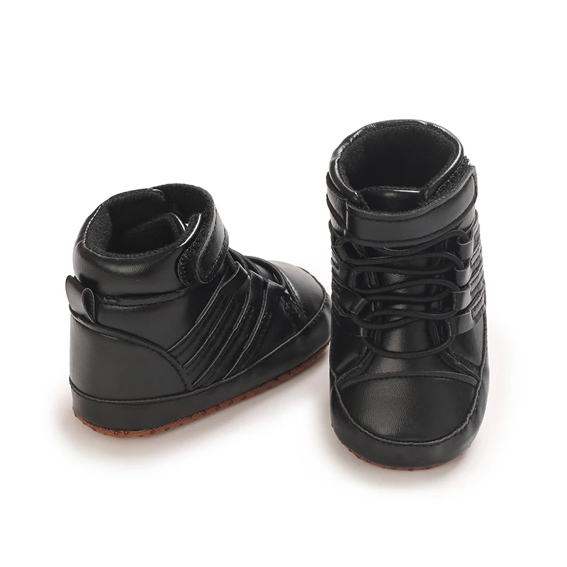 Baby Jungen High-Top Stiefel Weiche Sohle Erste Schritte Schuhe Magischer Riemen PU-Leder Rutschfeste Kleinkinderschuhe für 0-18 Monate Neugeborene – Detail 6