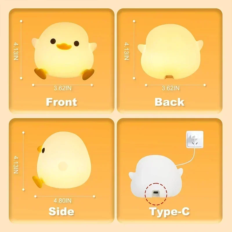 Do Duck Night Light, Silicone Squishy Nursery Bedside Lamp, USB Rechargeable Touch Table Lamps for Bedrooms, Living Room Decor