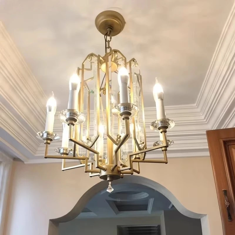 Large Chandelier American Light Luxury Loft Duplex Building Luxury Crystal Lamp Loft High Apartment Long Chandelier