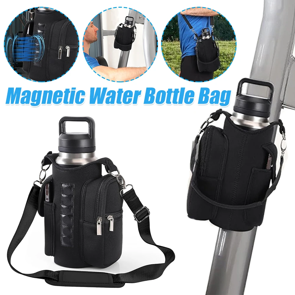 

Magnetic Gym Bag Water Bottle Bag Crossbody Water Bottle Pouch Phone Holder Water Bottle Carrier Bag for Men Women