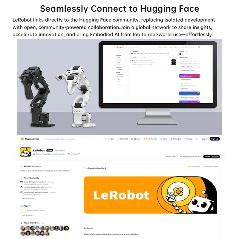 SO-ARM101 Low Cost Open-Source AI 6-Axis Robot Arm Servo Motor Kit Pro for LeRobot Hugging Face Projects DIY Robotics Developer