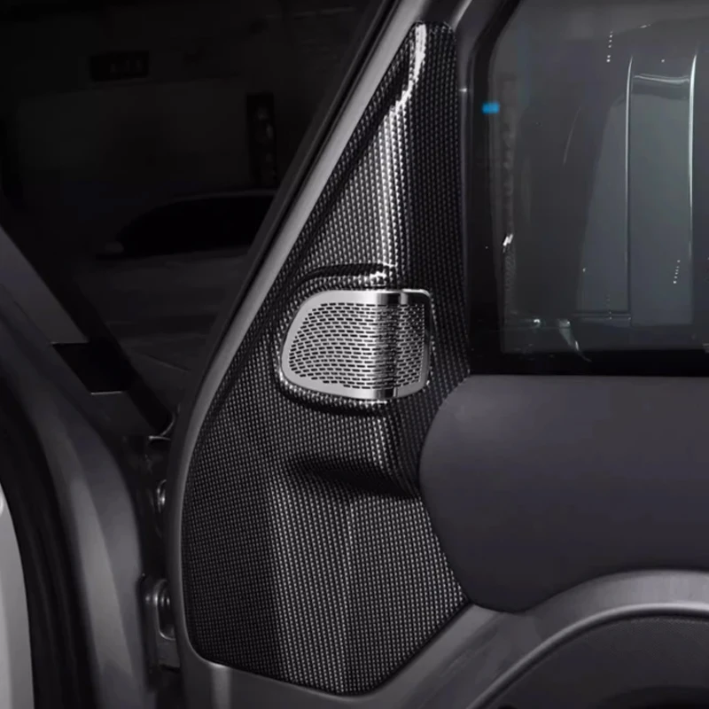 For Land Rover Defender 110 2020-2024 ABS Carbon Fiber Car Door A-pillar Speaker Horn Decoration Cover Stickers Car Accessories