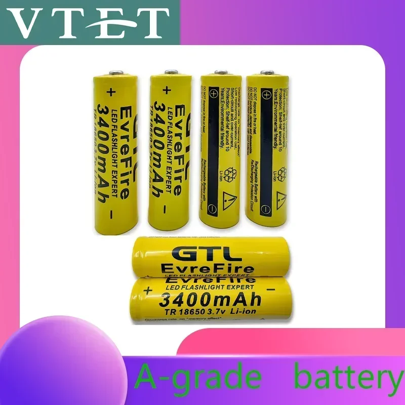 2024 New18650 3.7V 3400mAh Rechargeable Battery for Flashlight Torch Headlamp Li-ion Rechargeable Battery Drop