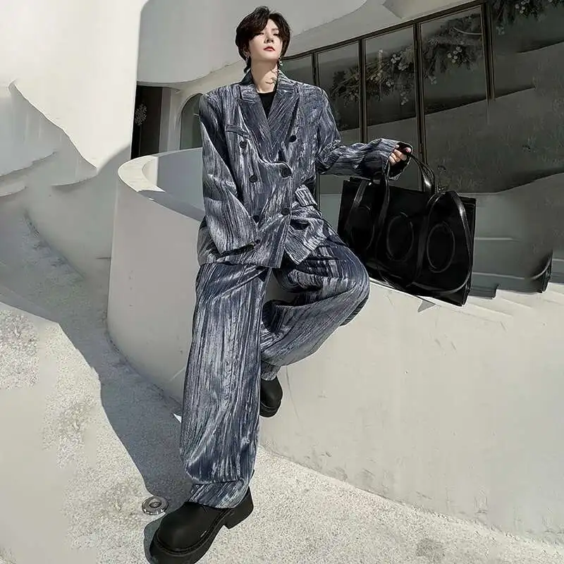 LUZHEN Personalized Trendy Suit Jackets Two-piece Sets Spring Luxury Men's Clothing Stylish Elegant Straight Suit Pants LZ3333