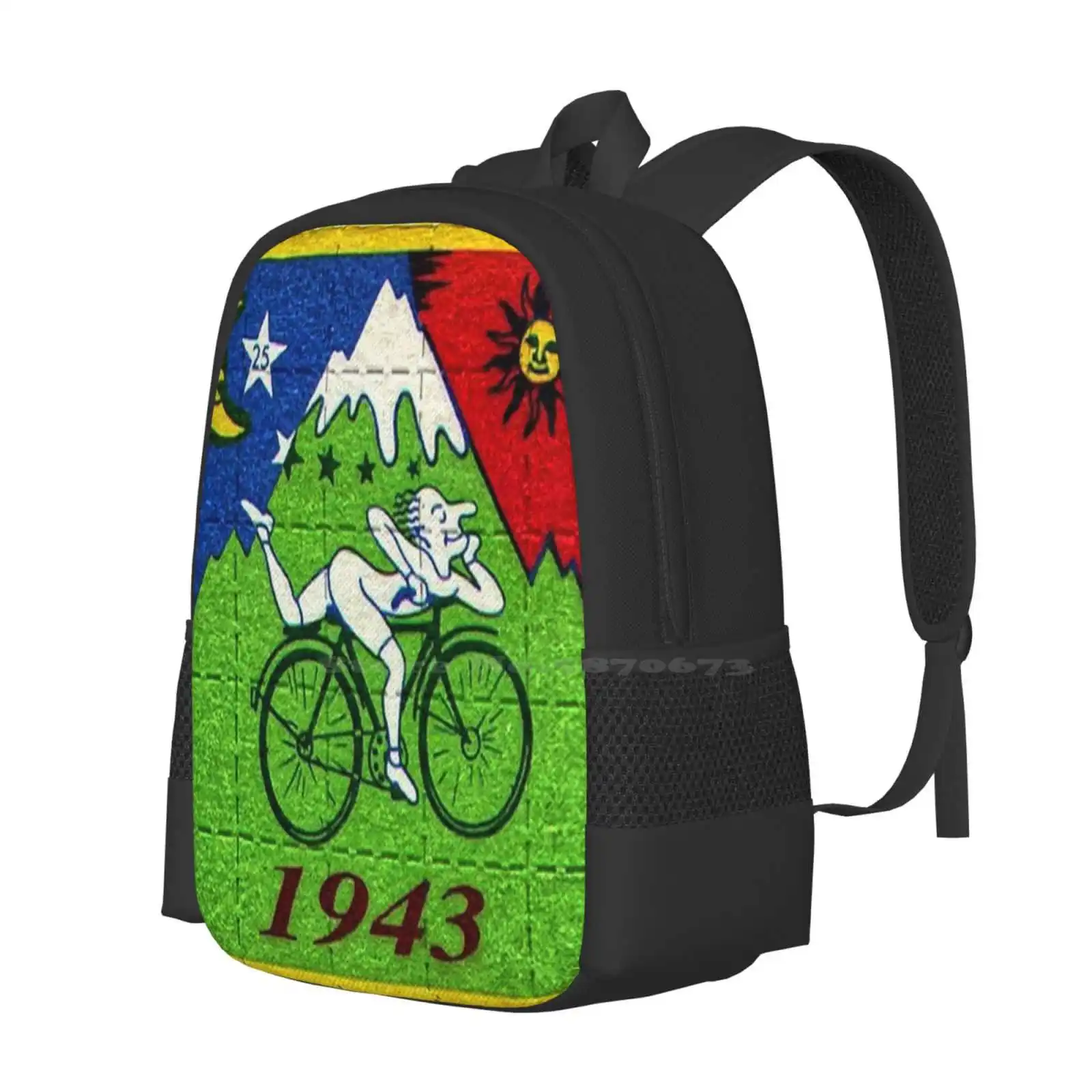 Bicycle Day Lsd Blotter Art Tabs Hot Sale Schoolbag Backpack Fashion Bags Lssd Lsd Mushrooms Musrhoom Bicycle Day Albert