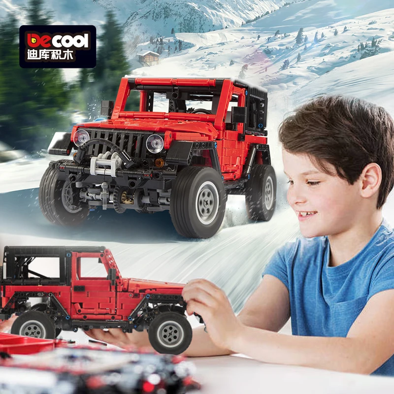 Wrangler Jeep Model Car Building Blocks Decool 33005 1287Pcs Puzzle Assembly Desktop Ornaments birthday Gift Educational Toy