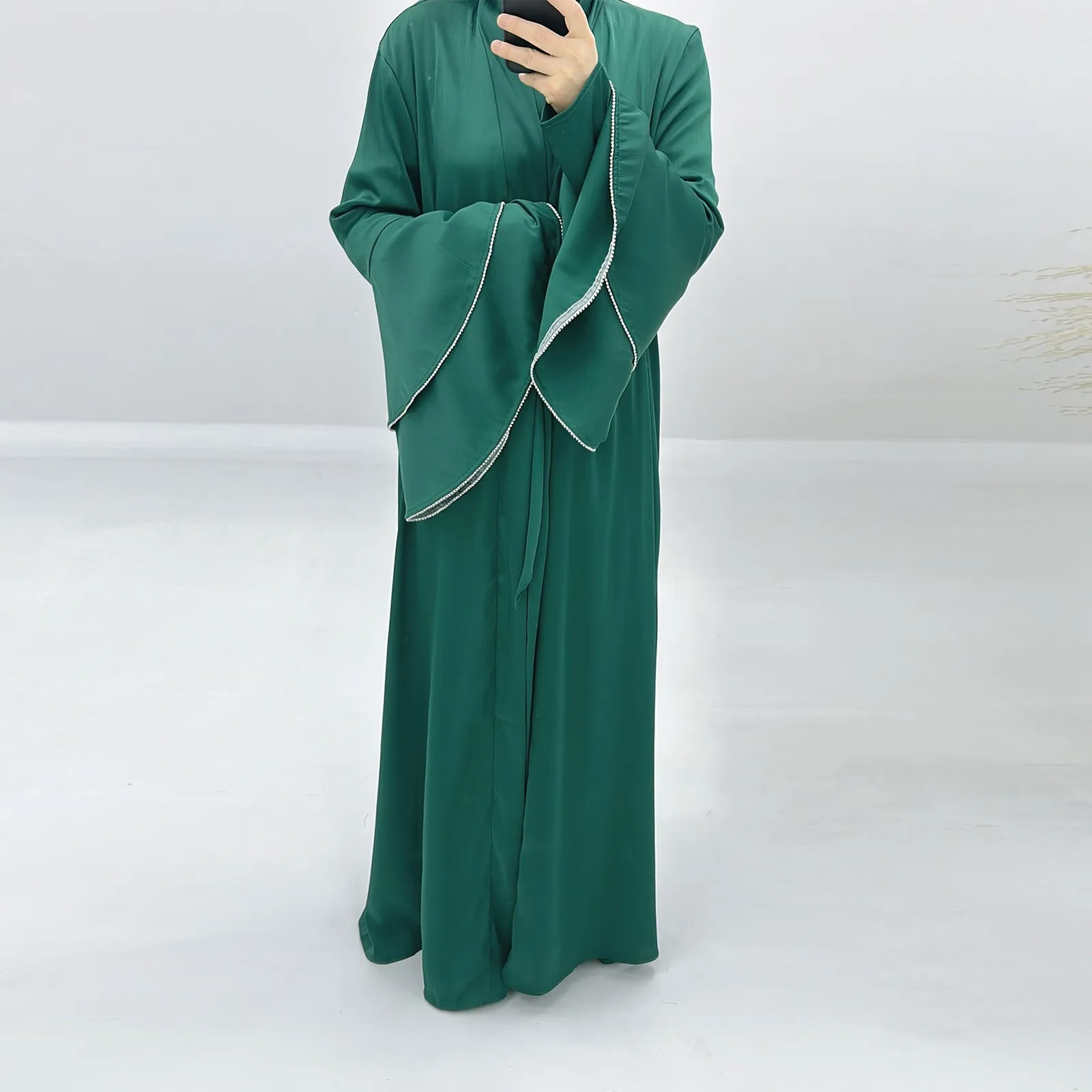 

2024 Muslim Modest Cardigan For Women Eid Arab Abaya Dubai Dress Islamic Daily Long Sleeve Clothing Turkey Solid Color Coat Robe