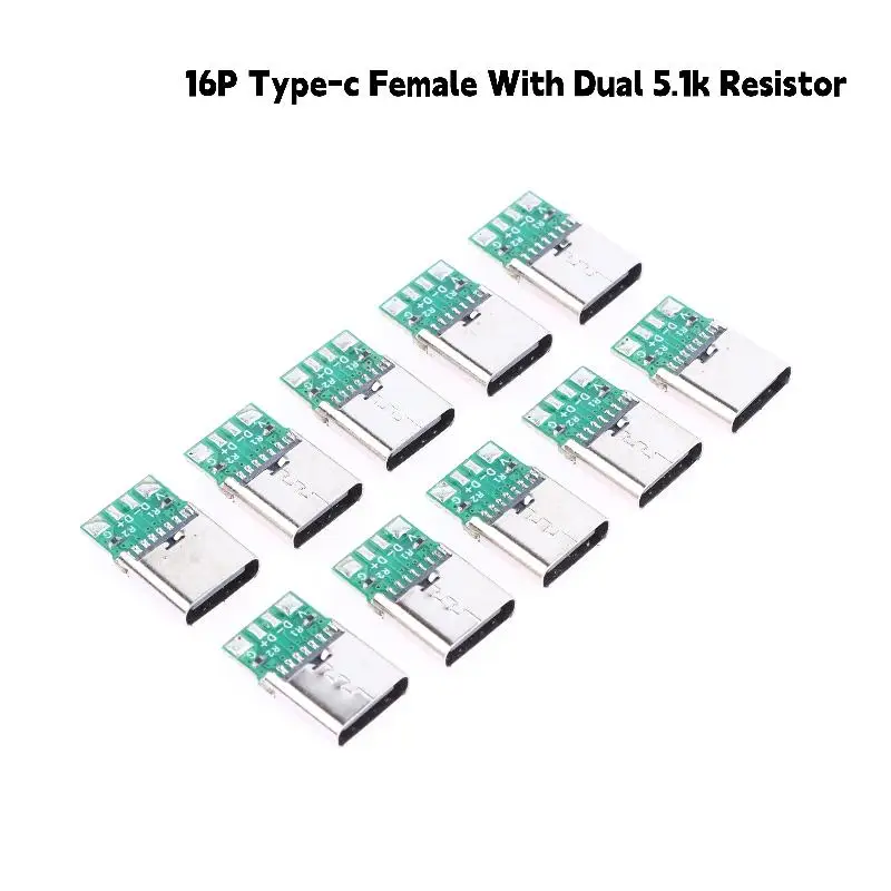 New 5/10Pcs 16Pin Usb Electric Terminals Welding DIY Data Cable Support PCB Board Type C Female Connectors Jack