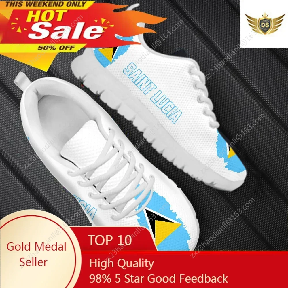 

Saint Lucia Flag Design Ladies Flat Shoes Comfortable Lace Up Casual Sneakers For Women Spring Autumn Soft Zapatos