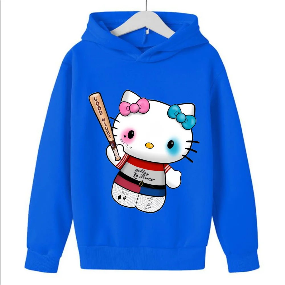 New Casual Kawaii Hello Kitty Hoodie Kids Clothes Girls Clothing Fashion Baby Boys Clothes Autumn Warm Sweatshirt Children Tops