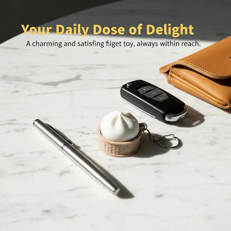 3D Printing Keychain Creativity Colorful Buns Decompression Toy Mini Bun Clicker Keyring for Bag Accessories