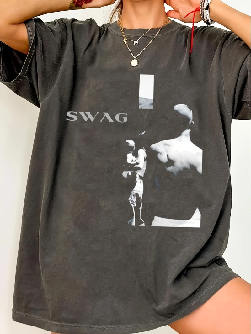Justin SWAG T-shirt Limited edition retro-style mini T-shirt for album release crew regular fit suitable for men all seasons