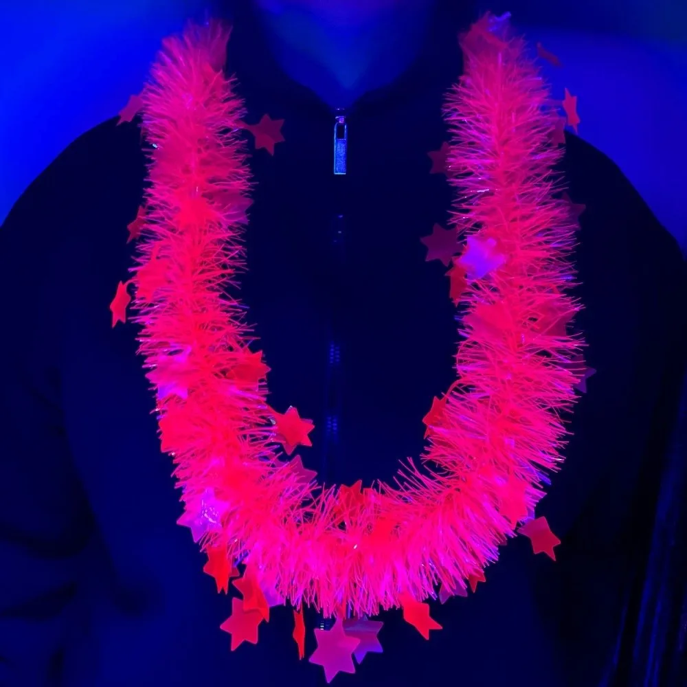 5pcs Glowing Large Fluorescent Garland Necklaces Shimmering 45cm Party Decorations Props Funny Colorful view 2