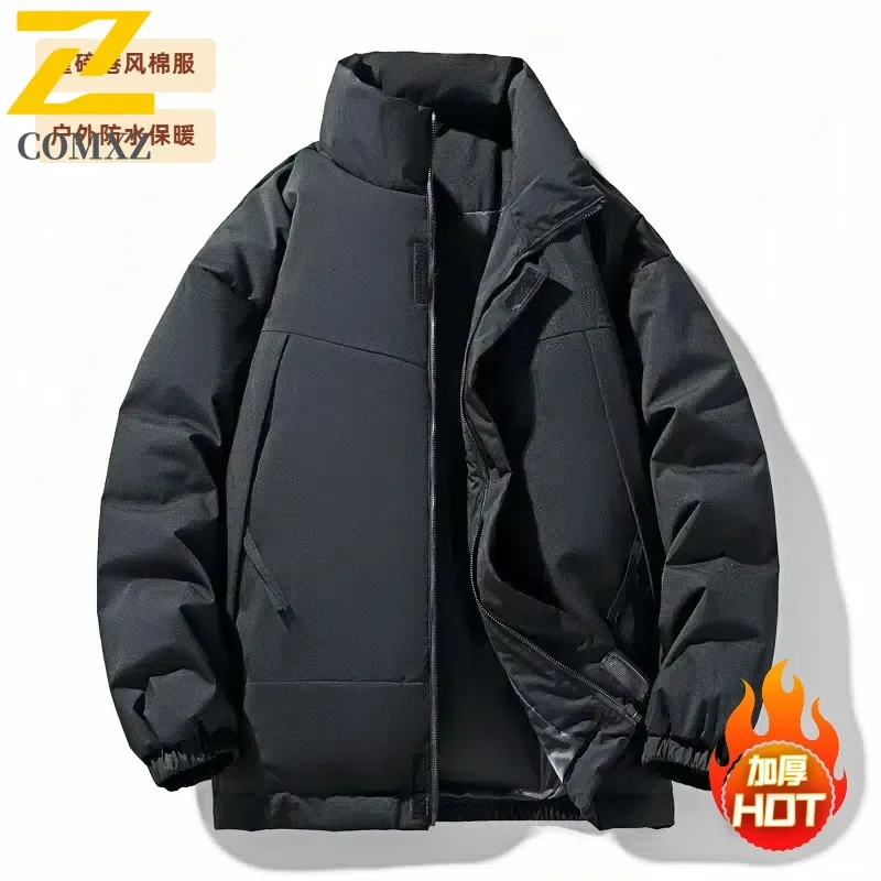 

COMXZ 2025 Winter Jacket New Cotton Coat Japanese Style Trendy Parkas Loose Stand Collar Short Thickened Waterproof Outerwear