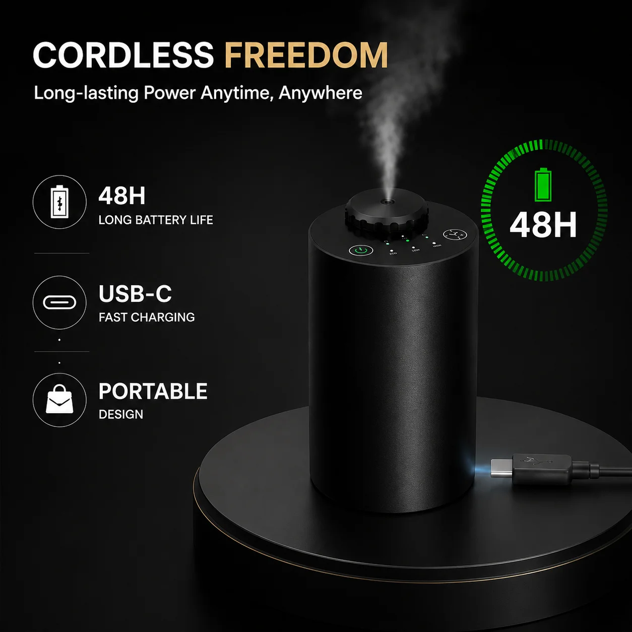 Rechargeable Waterless Essential Oil Diffuser Cordless Aromatherapy Car Diffuser with Timing Setting and 3 Fragrance Levels image 4