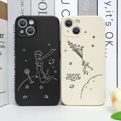 Cartoon Little Prince Anime Space Phone Case for Apple IPhone 15 14 13 12 11 Pro MAX Mini SE20 XS XR X 7 8 Plus Soft Black Cover