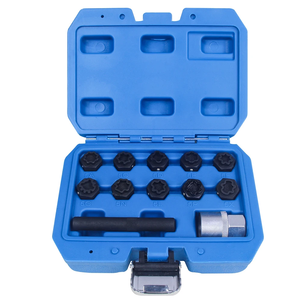 12 قطعة عجلة قفل الجوز مفتاح عدة لمرسيدس بنز عجلة قفل الجوز محول مأخذ التوصيل مجموعة مكافحة سرقة العروة الجوز أداة إزالة الصواميل M12 M14 الحجم