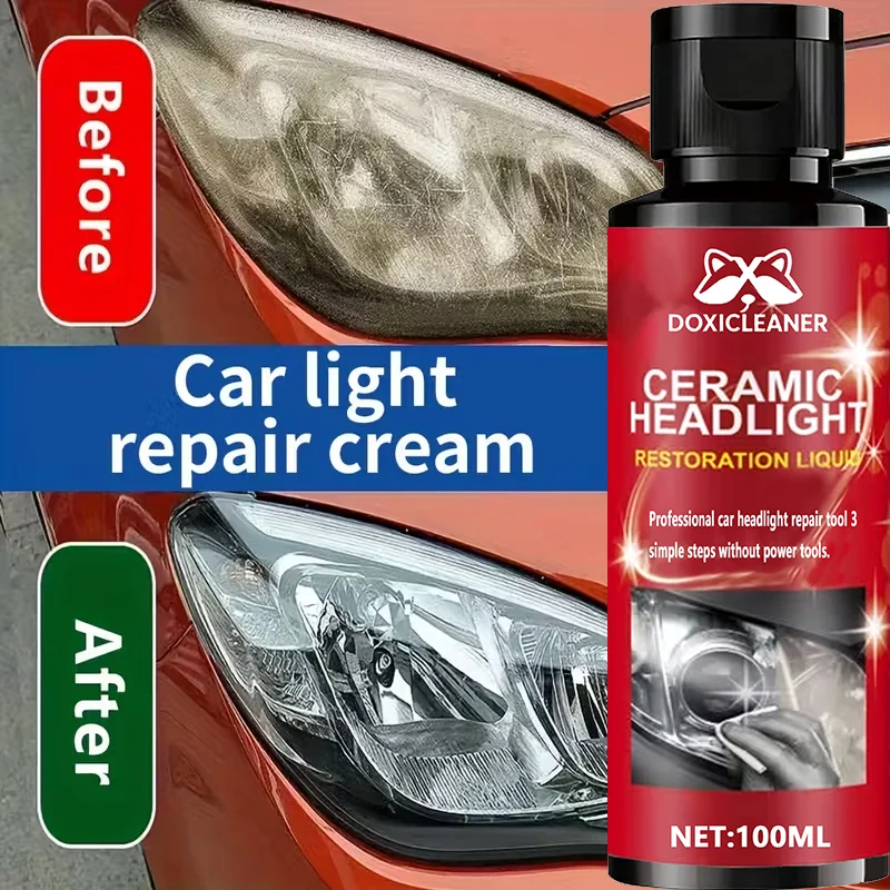 Professional car headlight repair paste - Easy-to-use car light maintenance kit, restore oxidized, yellowed, and blurry headligh