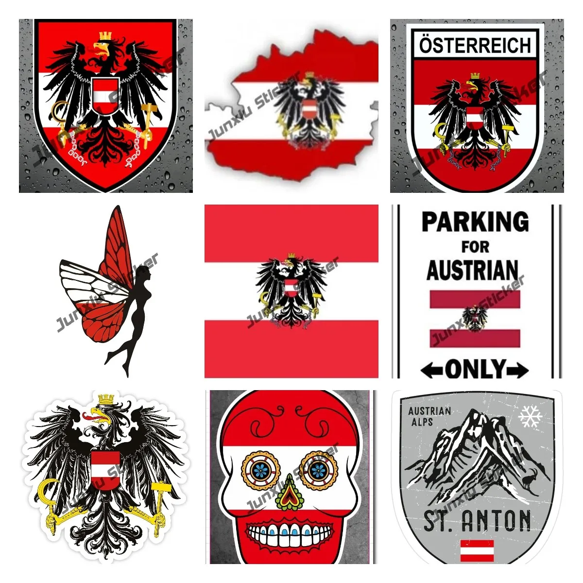 Personalized Austrian Coat of Arms Republik Osterreich PVC Sticker Austria Flag Map Decal Reflective Cover Scratches