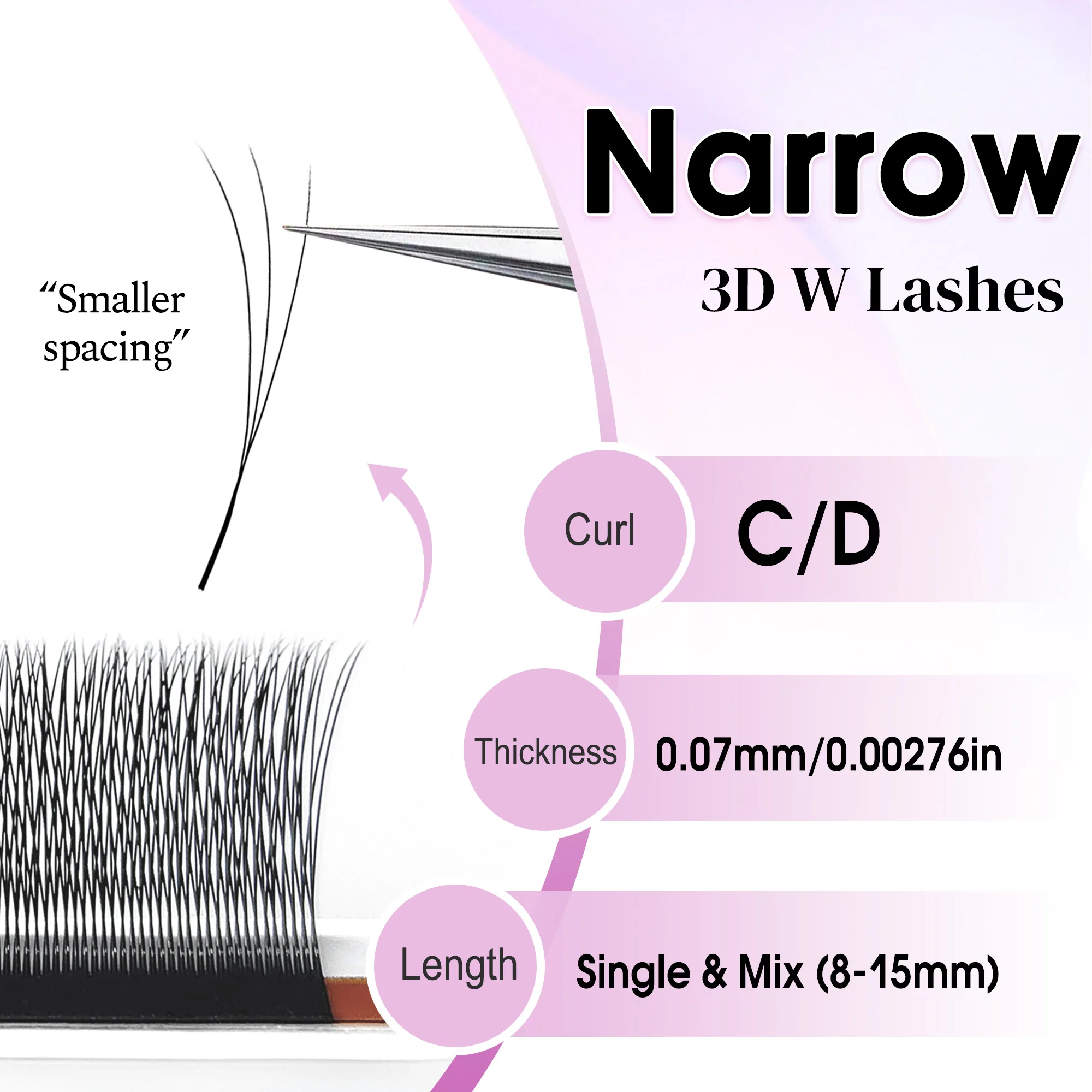 CoMango V-förmige, kleinere Öffnung, 3D-Wimpern, vorgefertigte Volumen-Wimpernverlängerungen, schmale 3D (2.0), W-förmige, weiche, kleine, flauschige Wimpern