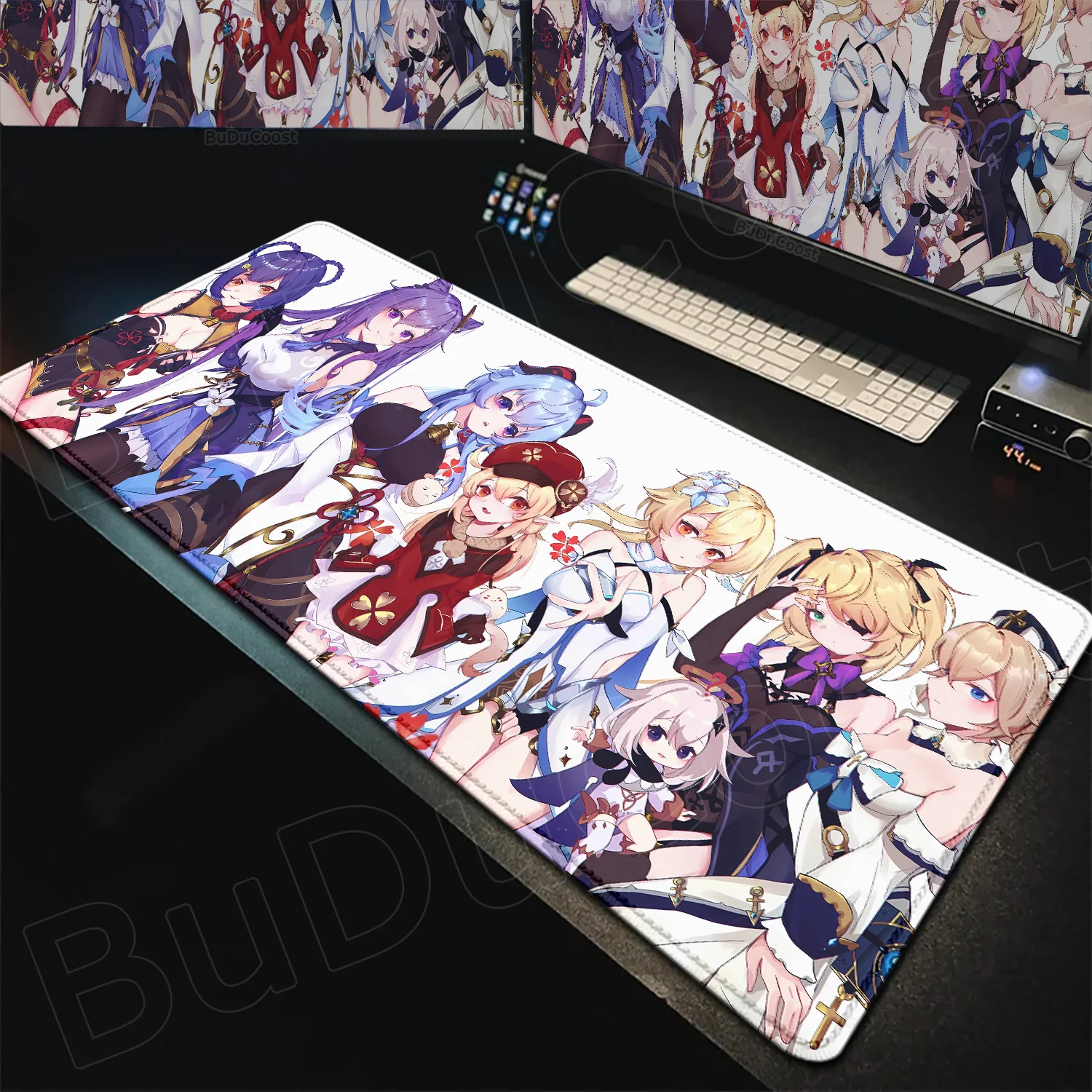 

HD Genshin Impact Yae Miko Raiden Shogun Mousepad Computer Gaming Lock Edge Laptop PC Desk Mat Natural Rubber Keyboard Mouse Pad