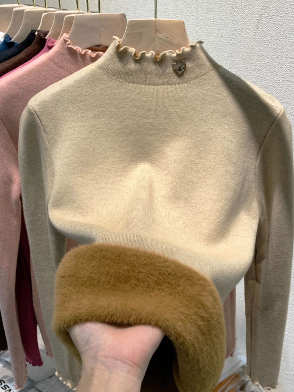 

Цельный бархатный свитер с высоким воротником Thiened, женский осенне-зимний модный свитер на подкладке irt для поездок на работу, облегающий крой