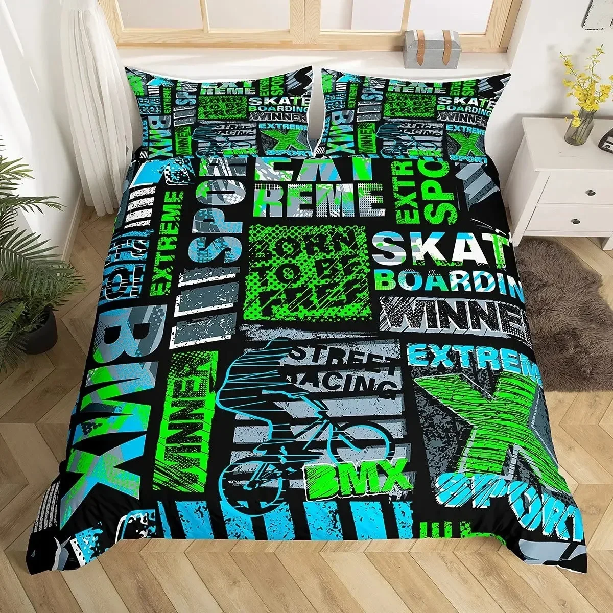 

Bicycle Motocross Racer Mountain Bike Comfortable Duvet Cover Pillowcase Bedding Set Children Bedroom Decoration Home Textile