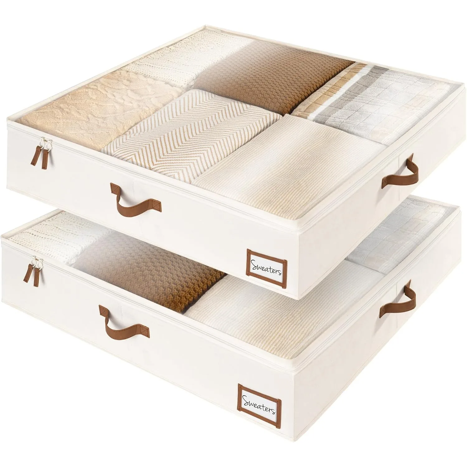 

Underbed Storage Box, Under Bed Clothes Organizer With Sturdy Structure and Ultra Thick Fabric, 33" L x 31" W x 6 ¾ "H, 2 pack