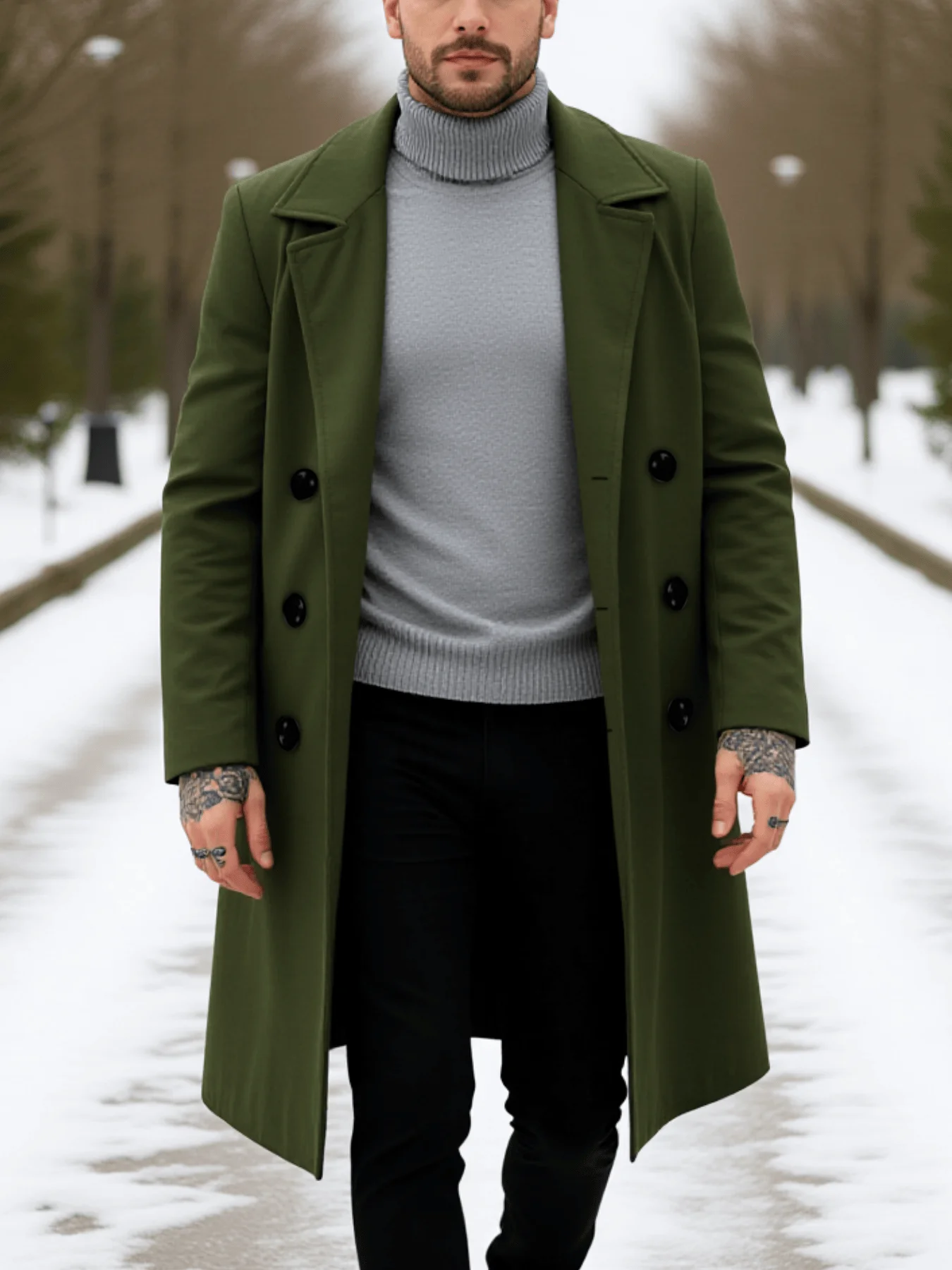 خزانة الملابس الشتوية الأساسية! معطف صوف مزدوج الصدر للرجال: سترة طويلة لوكس مع دفء فائق ونمط حديث #3