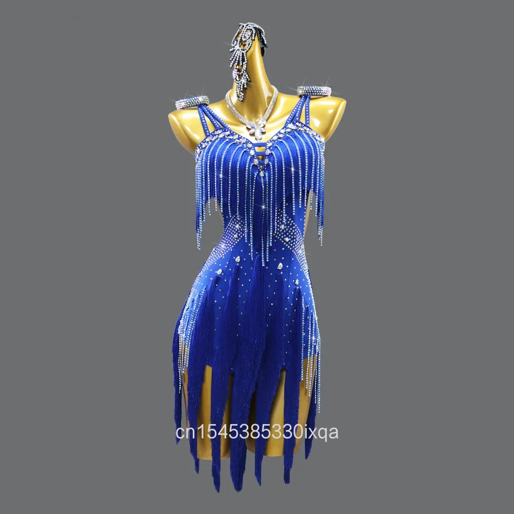 

Evening Dress Latin Dance Costume Womens 2026 Dancewear Girls Adult Short Fringed Clothes American Competition Stage Sports Suit