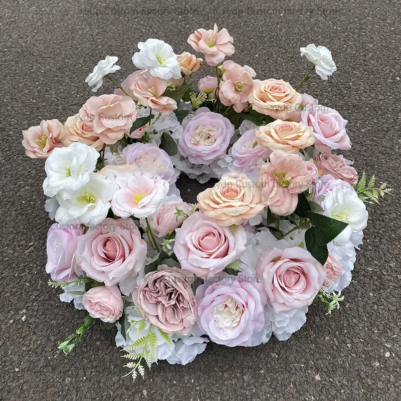60 سنتيمتر تشكيلة زهور اصطناعية الجدول محور الشمعدان إكليل الأبيض الوردي الأخضر ورقة ديكور حفلات الزفاف الدعائم #2