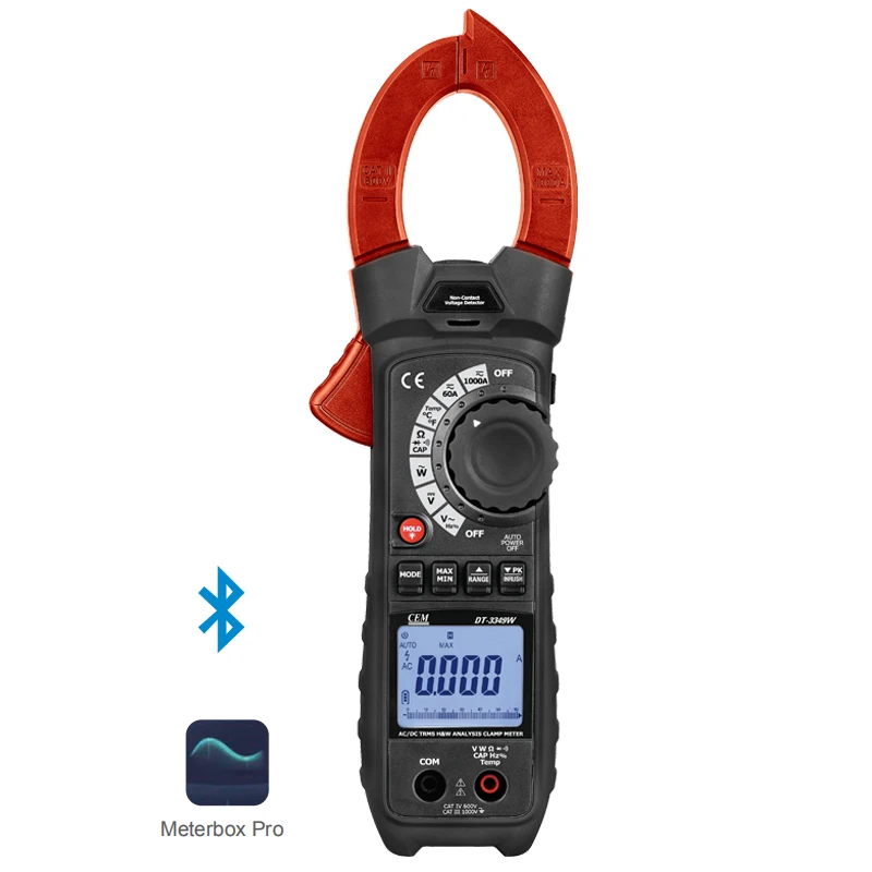 CEM DT-3349W Digital Clamp Meter-DC Current Resistance & Temperature Measurement 1000A/1000V CAT III 1000V Safety