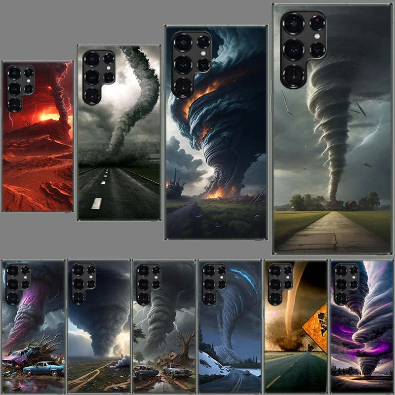 Roaring Tornado Clear Case for Samsung Galaxy S24 S22 Ultra S23 S21 S20 FE Capa Phone Cover S10 S9 S8 Plus S10E Shell Coque