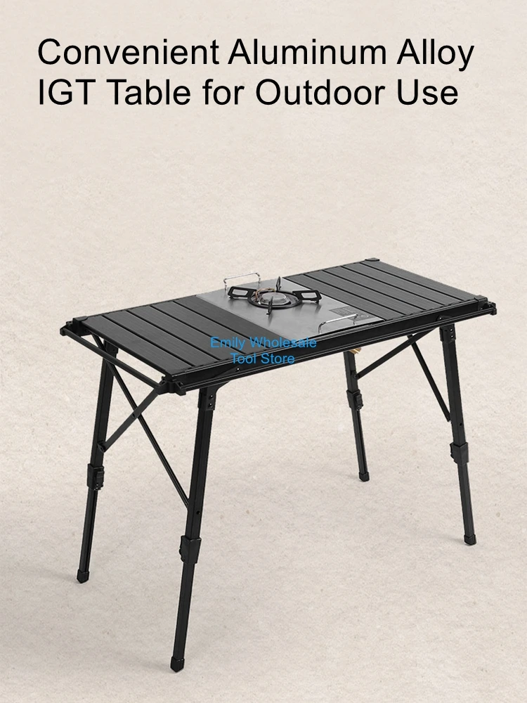 Outdoor Camping Aluminum Alloy Folding Table, Barbecue Table, Height-Adjustable IGT Table, Portable Kitchen, Picnic Table