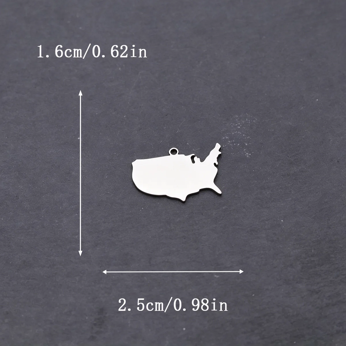 3pcs Stainless Steel United States Map Charms Pendant For DIY Bracelet Earrings Necklace Jewelry Making