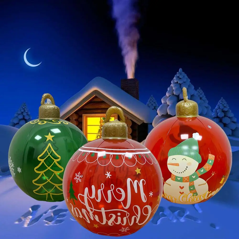 2022 New Large PVC Christmas Balls Christmas Hanging Decoration Xmas Tree Ornament New Year Gift for Home Outdoor Inflatable Toy