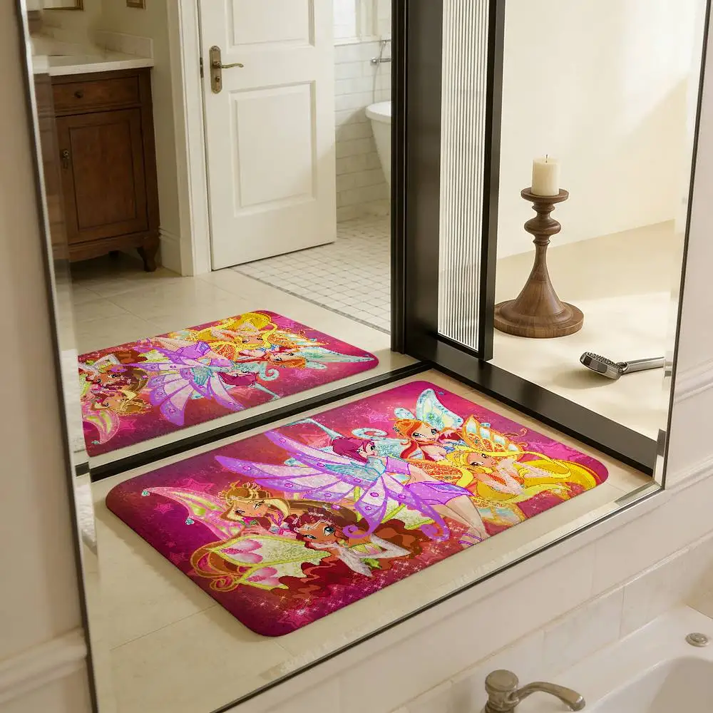 Girl-W-Winx Catoon Clubs Entrance Door Mat Nordic Style Bedroom Living Room Doormat Home Balcony Anti-Slip Modern Home Decor