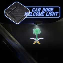 Sem fio porta do carro bem-vindo lâmpada, projetor de luz LED universal, emblema nacional da Arábia Saudita, Changan Geely Toyota GMC, emblema