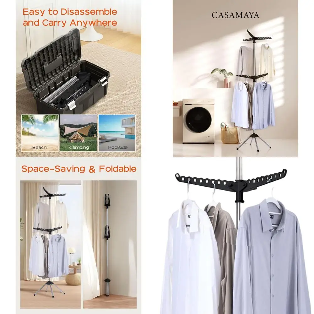 

Компактная двухъярусная складная сушилка для одежды 54, нержавеющая сталь 74,8, черный и серебристый CDR002B01